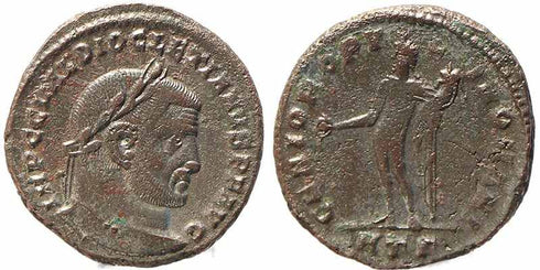 Roman coin of Diocletian Ae large silvered follis - GENIO POPVLI ROMANI - Heraclea